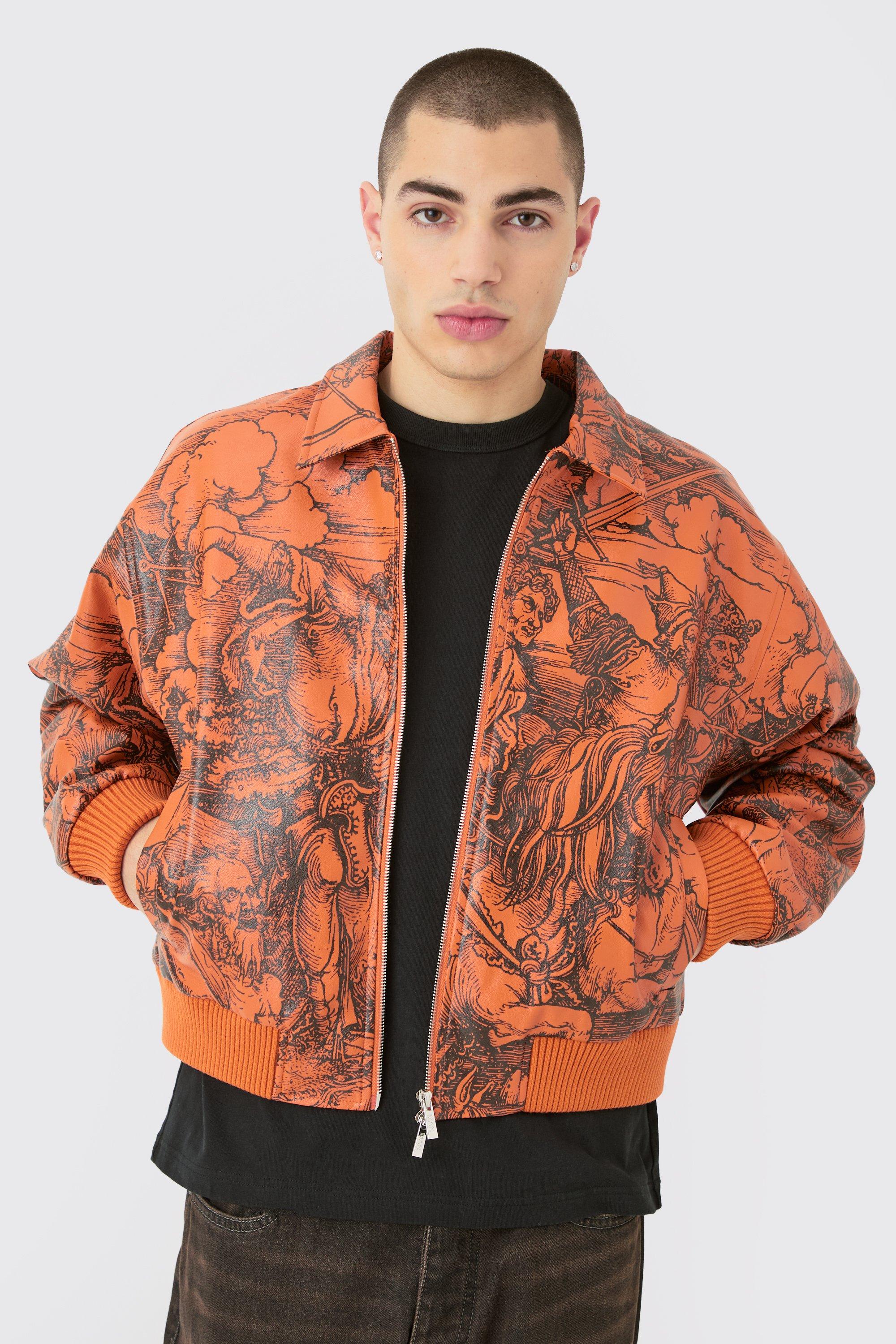 Orange bomber jacket on sale mens